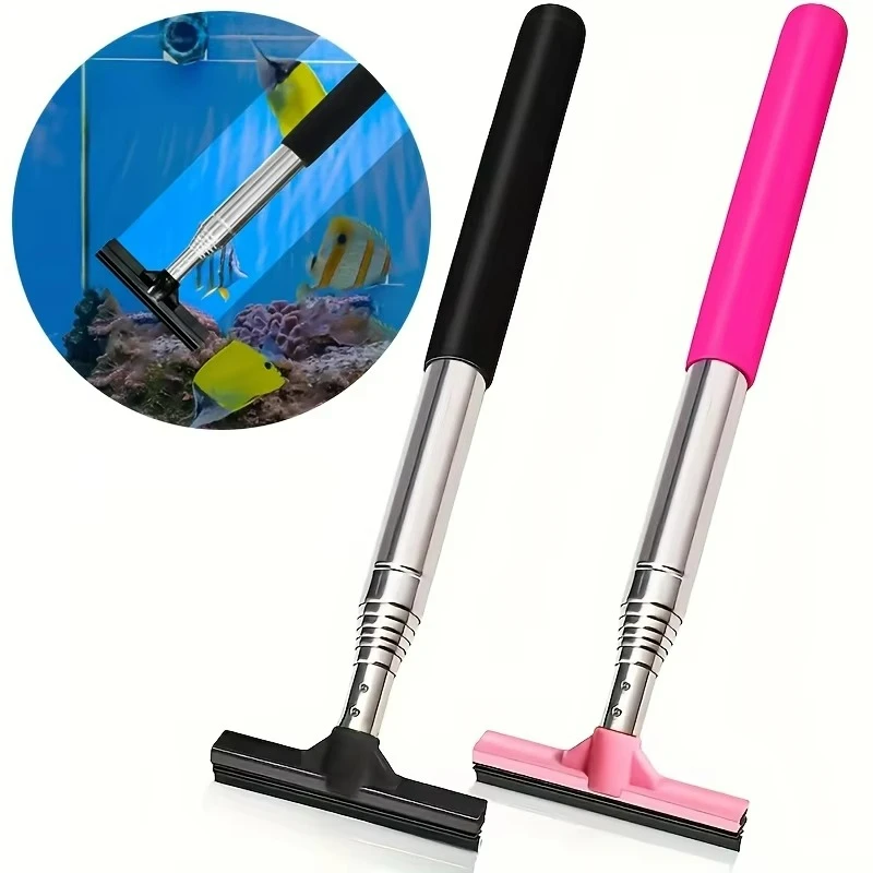 Marine Aquarium Glass Cleaner - Cepillo raspador telescópico para acuario, herramienta